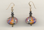 Blown Battuto Murano Glass Multicolored "Mushroom" Earrings